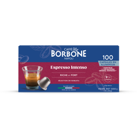 CAFFE BORBONE Espresso Intenso Blend - Aluminum Nespresso®* Machine Compatible Capsules - 100PK - ALUMINUM PODS