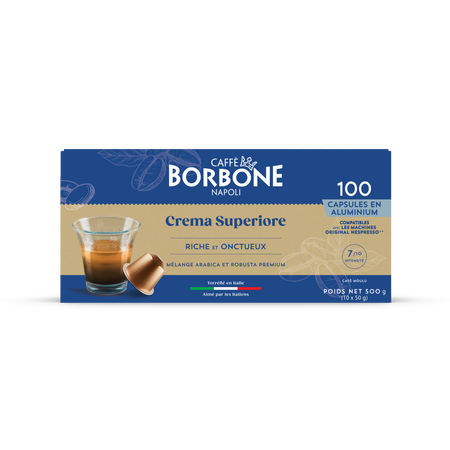 CAFFE BORBONE Crema Superiore Blend - Aluminum Nespresso®* Machine Compatible Capsules - 100PK - ALUMINUM PODS