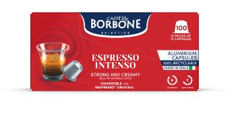 CAFFE BORBONE Espresso Intenso Blend - Aluminum Nespresso®* Machine Compatible Capsules - 100PK - ALUMINUM PODS