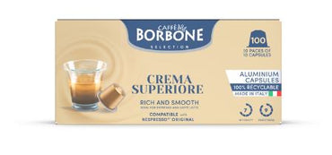 CAFFE BORBONE Crema Superiore Blend - Aluminum Nespresso®* Machine Compatible Capsules - 100PK - ALUMINUM PODS