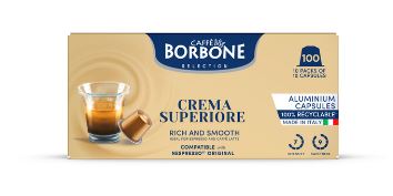 Mélange CAFFE BORBONE Crema Superiore - Capsules en aluminium compatibles avec les machines Nespresso®* - 100PK - ALUMINUM PODS