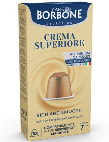 CAFFE BORBONE Crema Superiore Blend - Aluminum Nespresso®* Machine Compatible Capsules - 10PK - ALUMINUM PODS